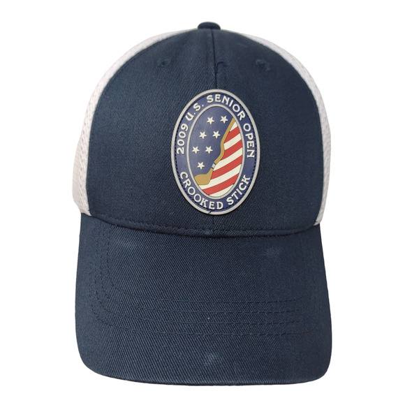 Crooked Stick Mens 2009 U.S. Senior Open Slideback Hat White Blue Adjustable - Picture 1 of 13